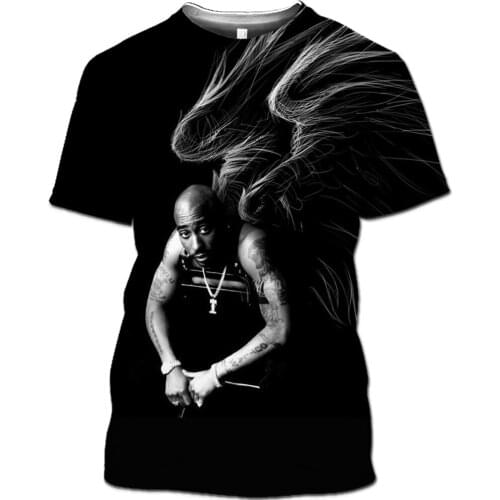 Hip Hop Rapper 2pac T-shirt Mens Fashion Singer Tupac shirt 3d print T-shirt Music Boy Streetwear Unisex Streetwear Funny Shirt