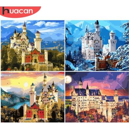 HUACAN Painting By Number Castle Drawing On Canvas HandPainted Art Gift DIY Pictures By Number Landscape Kits Home Decor