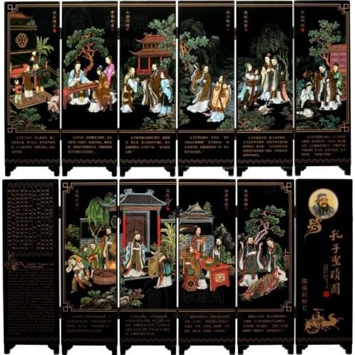 The painting of Confucius' holy relics, lacquerware, small screen, and Chinese handicrafts