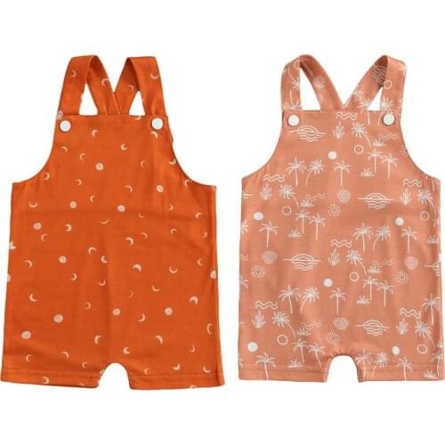 0-3Y Baby Suspender Shorts Overalls 2021 Summer Girls Boys Print Sleeveless Loose Romper Jumpsuit Casual Toddler Outfits