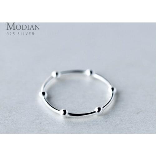 Modian Adjustable Free Size Rings for Women Fashion 925 Sterling Silver Minimalist Round Light Bead Ring Fine Jewelry Bijoux
