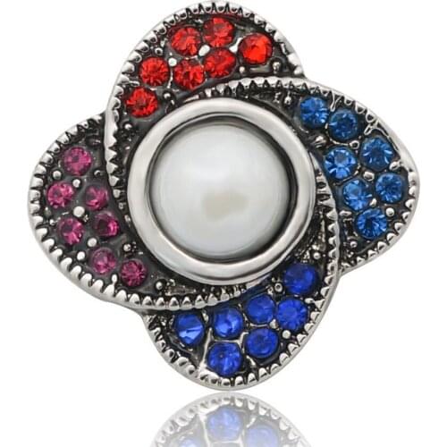 Fashion beauty Elegant Multi Rhinestone Rotated 20MM metal snap buttons charms fit DIY 18mm snap jewelry wholesale KZ3310