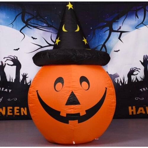 1.2m Horror Pumpkin Head Demon Inflatable New Year Halloween Party Decoration Pumpkin Lantern Gift Halloween Garden Lawn Decor