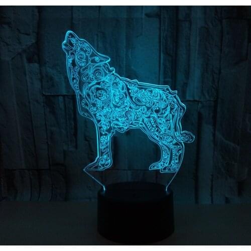New Wolf 3d Acrylic Night Deco Lamps Touch Switch 7 color Vision Stereo Table Lamp For Bedroom Luminaria De Mesa
