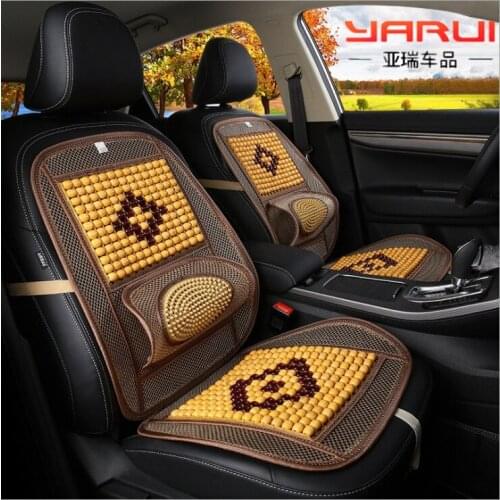 Wholesale summer wooden beads cushion bamboo sheet front row single main copilot seat cover breathable cool size passenger cargo