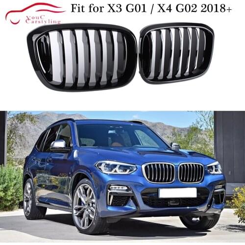 Front Grill Kidney Grille Mesh for BMW X3 G01 & X4 G02 5-door SUV Bumper Racing Grills Gloss Black ABS Plastic Front Hood Grille