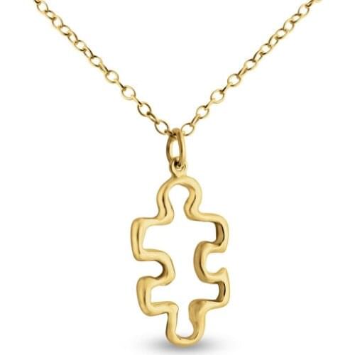 Hollow Outline Puzzle Piece Autism Awareness Quote Jigsaw Necklace Mentor Teacher Mom Friends Meaningful charm necklace jewelry