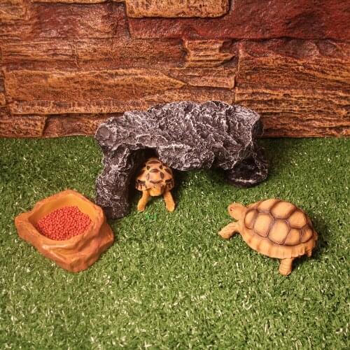 Senzeal Reptile Cave Resin Rock Hide Habitat Aquarium Decoration for Small Animals Fish Lizard Spider Scorpions Green