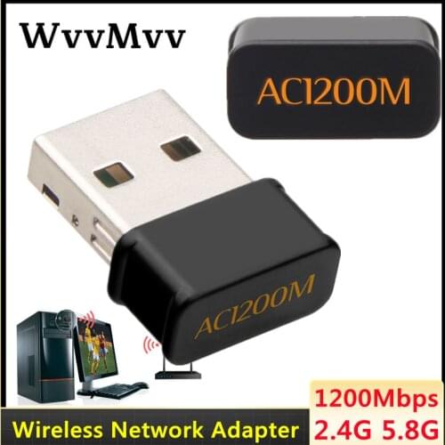 1200Mbps Network Card for Laptop Desktop PC 2.4G 5.8G Dual Band USB Wireless Wifi Adapter USB 3.0 Interface 802.11AC High Speed