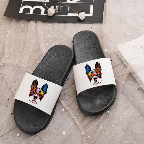 Cute Bulldog slippers Cartoon Beach Slippers Indoor Home Casual Ladies Slides Bathroom Slippers Womens Slippers Mujer