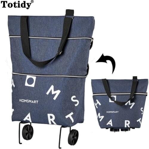 Folding Reusable Shopping Bags Small Pull Cart Buy Fruit Vegetables Bag Food Organizer Portable Shopping Trolley Bag With Wheels