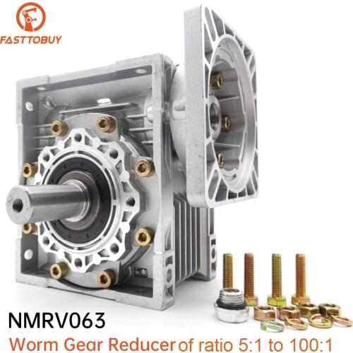 Worm Reducer Ratio 15:1 NMRV063 14mm/19mm/22mm/24mm Input Shaft Worm Gear Speed Reducer NEMA52 for Servo Motor Stepper Motor