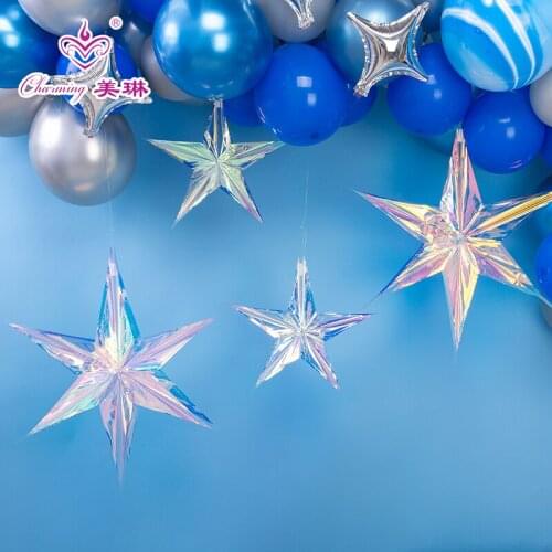 Marriage room decoration supplies Symphony five-pointed star six-pointed star sequin ornament net red birthday party dress