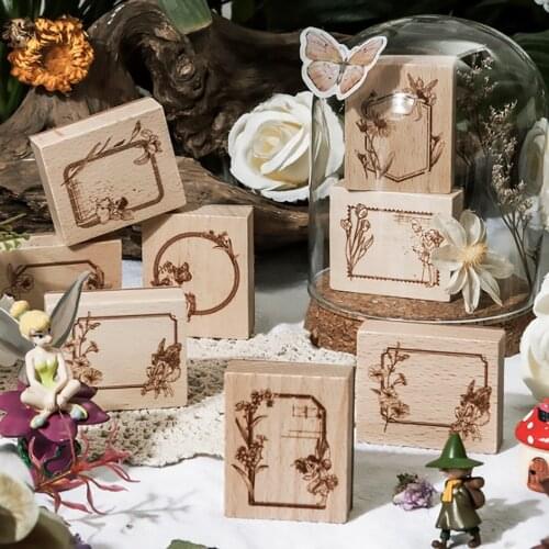 Elves & Forest Series Vintage Frame Botanical Fairy Wooden Stamp Diy Bullet Journal Scrapbooking