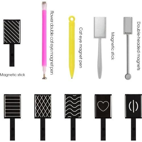 Yinikiz Top Coat Magic Cat Eye Gel Nail Art 3D Double Head Strong Magnetic Flower Stick Pen Nail Magnet Tools