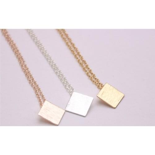 South Trendy style multicolor square pendant necklace Geometric figure pendant necklace Attractive for girls