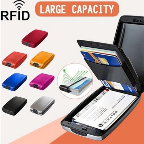 1PC Unisex Aluminum Bank Card Holder Blocking Hard Case Wallet Solid Credit Card Scanning Protect Card Holder Women and Men