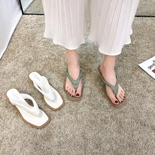 Womens Shoes Slippers 2020 Summer New Fashion Flip-Flops Transparent Crystal Heels