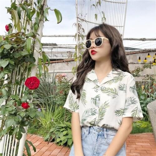 2020 New Chiffon Womens Casual One size Blouses Female Hawaiian Fashion Floral Short Sleeve Shirts Ladies Summer Loose Tops