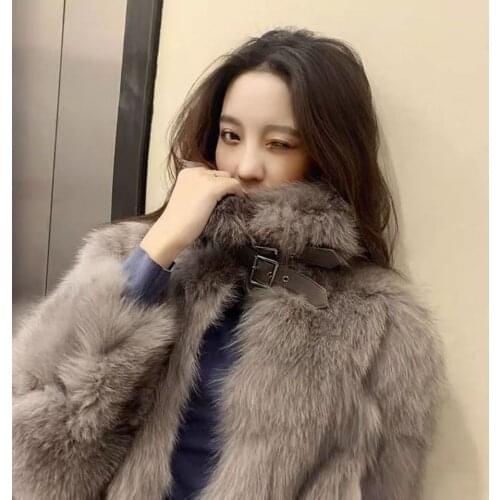 Women 2021 Winter New Fashion Furry Thick Warm Faux Fox Fur Coat Female Long Sleeve Fake Fur Jacket Lady Elegant Outerwear C429