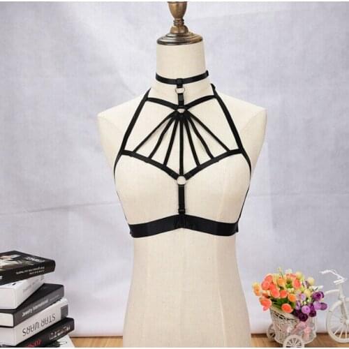 Body Harness Bandage Girl Elastic Bra Straps Cross Bra Crop Top Hollow Out Unlined Bandage Bra Underwear B0459