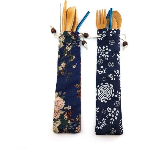 2pcs Bamboo Cutlery Set Reusable Flatware Set No Waste Tableware Camping Eco-Friendly Travel Cutlery Set Natural Dinnerware Set