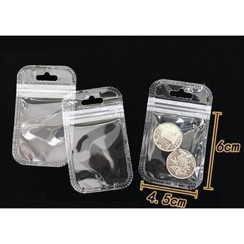 200pcs/lot Crystal Clear Zip Lock Plastic Bag Pouches With Hang Hole Transparent Round Corner Plastic Bags For Grocery Package