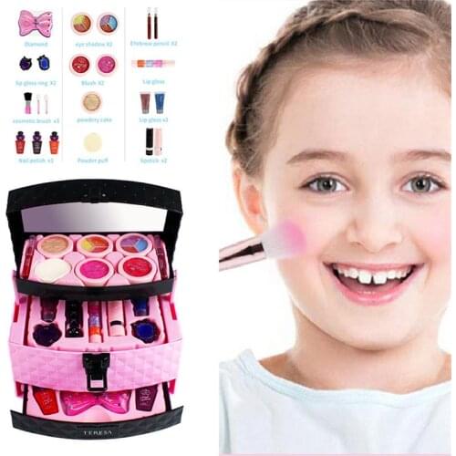 23pcs Childrens Cosmetics Princess Makeup Box Advanced Case Makeup Cosmetics Toy Set Girl Cosmetics Toys Princess Play House