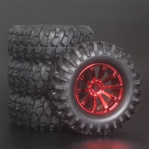 4x 1.9Inch 96mm Rubber Tires Plating Wheel Rims For D90 D110 SCX10 CC01 RC Rock Crawler Truck Climbing Off-Road Car
