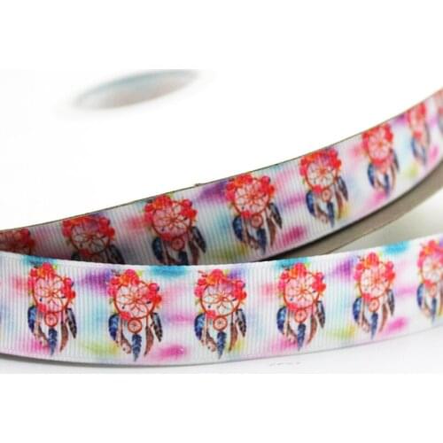7/8" white flower printed polyester grosgrain ribbon 22mm DIY Handmade Materials Wedding Gift Wrapping ribbons