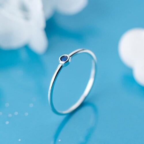 925 Sterling Silver Blue Dot Knuckle Midi Ring Women A3742