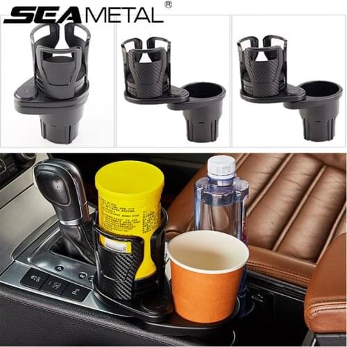 2 in 1 Car Cup Holder 360 Degrees Free Adjustable Base Double Drink Holder for Coffee Bottle Smartphone Tablet Auto Accessories
