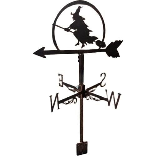 Black Stainless Steel Flying Witch Weathervane Weather Vane Outdoor Stake