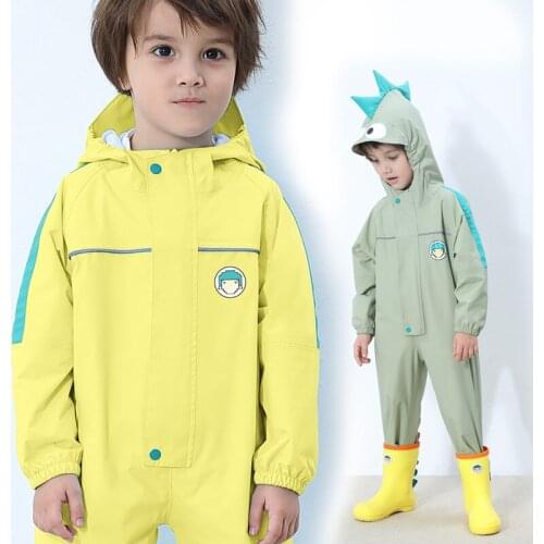 90-130cm Raincoat For Children Boys Girls,Waterproof Rain Coat Jumpsuit Students Raingear Kids Poncho Playing Suit