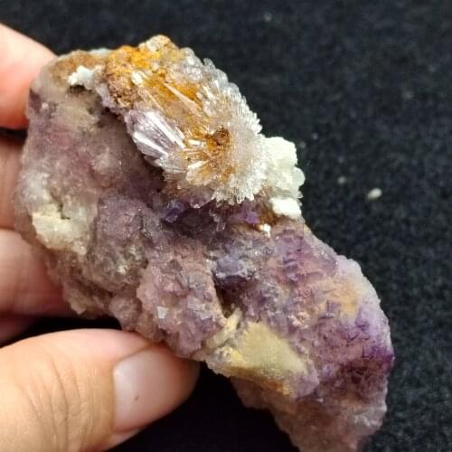 259.6gNatural fluoroaluminum gypsum and purple fluorite ore stone home decoration crystal geology teaching collection jewelry