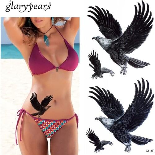 Glaryyears 1 Sheet Grand Eagle Decal Tattoo Sticker Temporary Tiger Dragon Classic Totem Pattern for Cool Women Men Body Art New