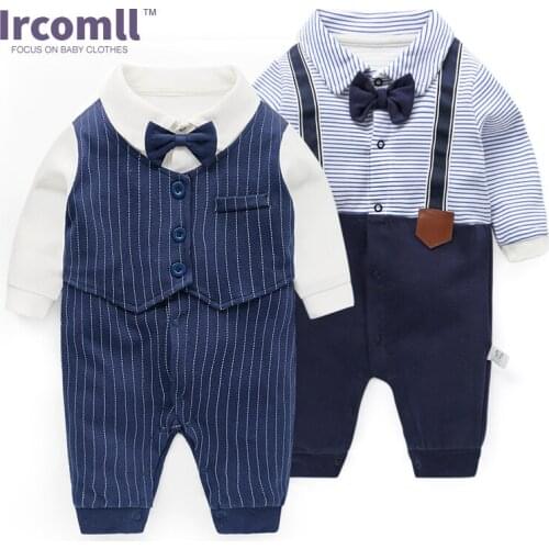 Ircomll Fashion Toddler Boy Clothing For Paty Birthday Cotton Gentleman Newborn Baby Boys Rompers Jumpsuit Baby Bodie Outerwear