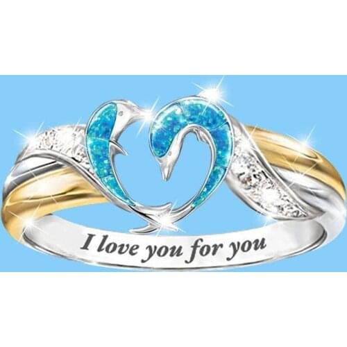 I Will Always Love You Elegant Ladies Dolphin Mother and Child Jewelry Family Rings Engagement Rings Fashion Jewelry Accessories