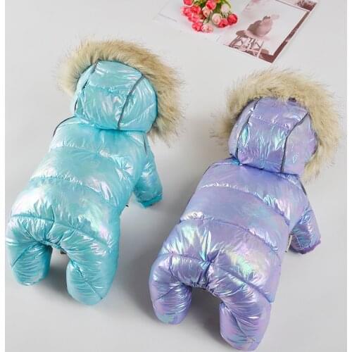 Cute Dogs Puppy Winter Overalls Warm Waterproof Jumpsuits Clothes Pet Clothing Reflective Girl Dog Hoodies Costume Snowsuit