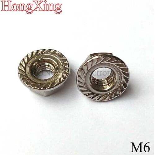 M6 304 Stainless Steel Hexagon Flange Nuts Pinking Slip Locking Lock Nut A2-70