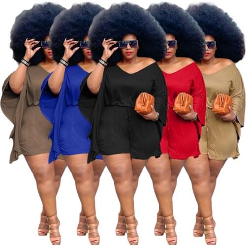 Fashion Plus Size Womens Clothing 4xl 5xl Sexy Off The Shoulder Loose Tops Two Piece Suit Summer Elegant Wholesale Dropshipping