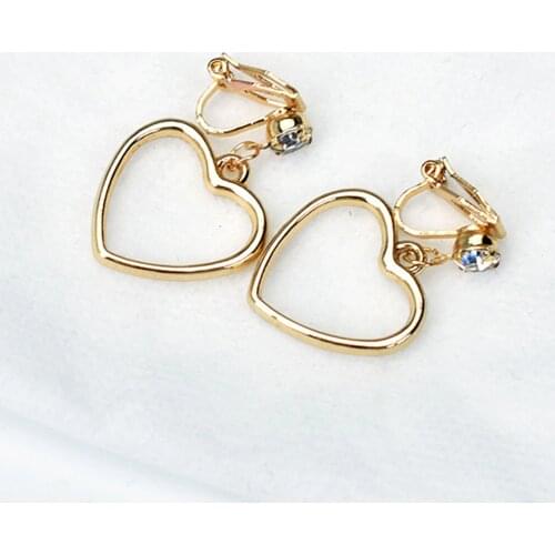 Fashion Gold Color Geometric Heart Clip On Earrings Without Piercing Simple Earring For Women Jewelry oorbellen