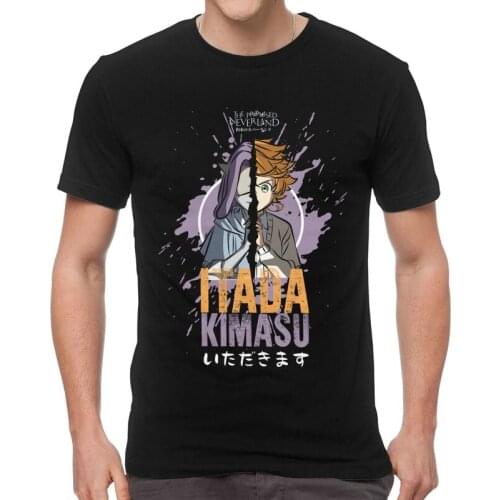 The Promised Neverland Itadakimasu Tshirts Men Casual Tee Tops Cotton T Shirts Short Sleeve Anime Yakusoku No Neverland T-shirts