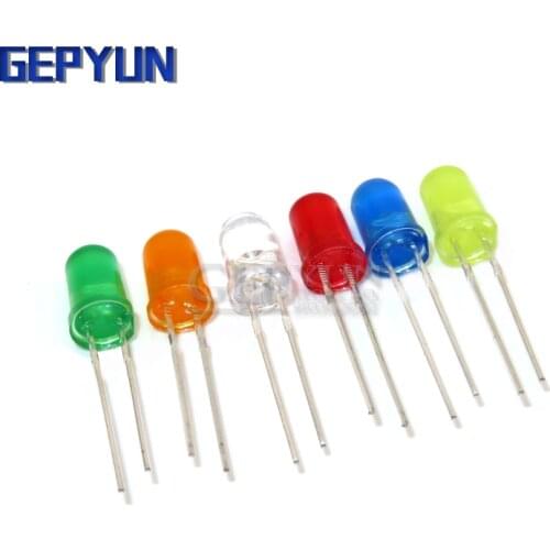100pcs Red Green Yellow White Orange Blue 5mm led light-emitting new original Gepyun