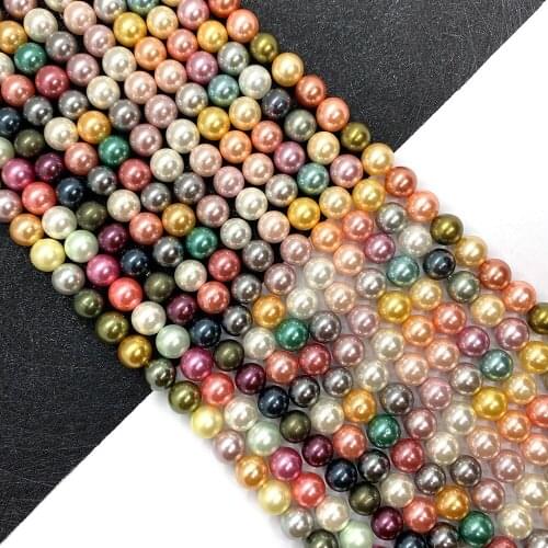 Spot Wholesale Colorful Shell Round Beads Shell Pearl Loose Beads Jewelry Necklace Bracelet DIY Handmade Length 15.5 Inches