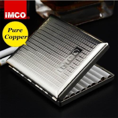 Genuine IMCO Original Cigarette Case Cigar Box Pure Copper Tobacco Holder Pocket Storage Container Smoking Cigarette Accessories