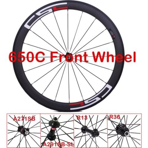 650C Front Wheel 50mm Clincher 20.5mm Wide Road Bicycle Cabon Wheels with 20 Holes V-brake Hub