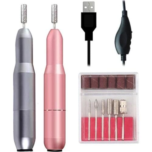1 Set Portable USB Electric Nail Drill Kit Grinding Polisher Machine Nail Polishing Pedicure Tools