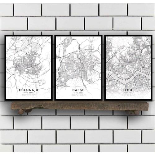 Cheongju Daegu Seoul South Korea Map Poster