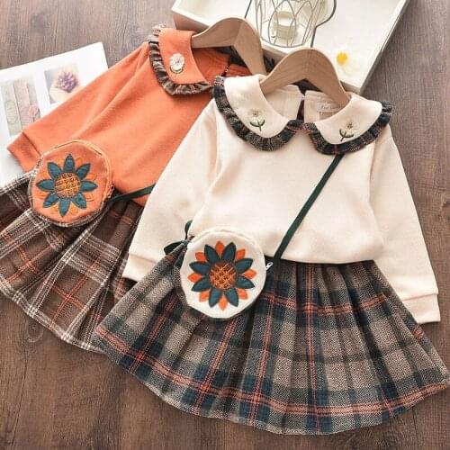 Casual Print Coat 2PCS Kid Girl Dresses Elegant Girls Autumn Winter Dresses Baby Jackets Fashion Dress Suits for Girls Clothes